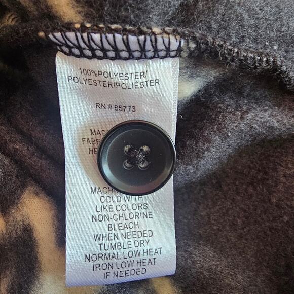 O’Neill Women’s Small Cropped Floral Fleece Jacket Black Beige Button Up Shacket - Picture 7 of 8